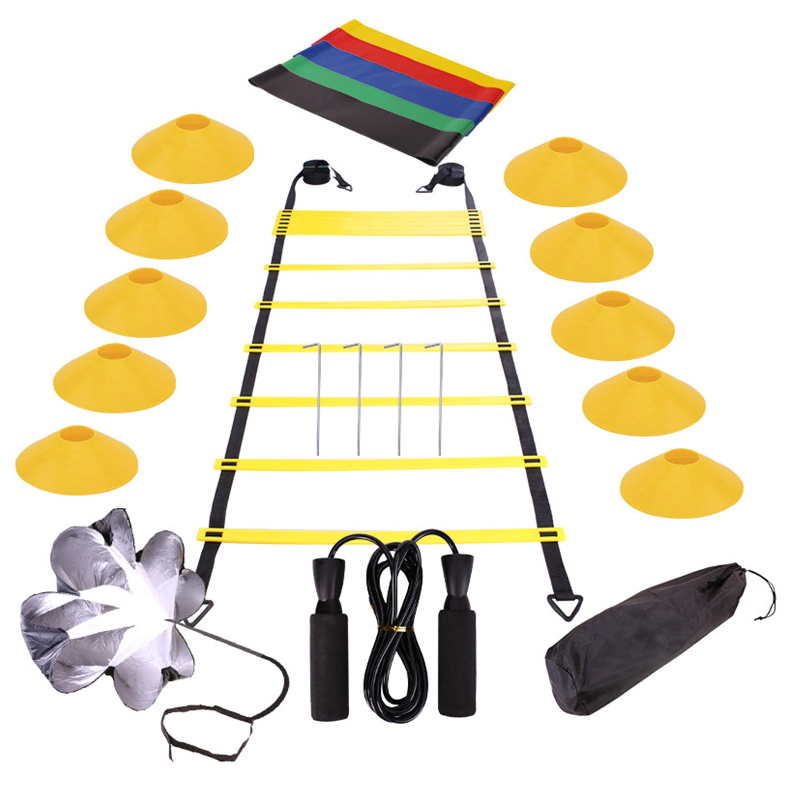 

Agility Ladder Speed Training Equipment 12 Disc Cones 20ft Agility Ladder Training Equipment Set For Football Soccer Resistance
