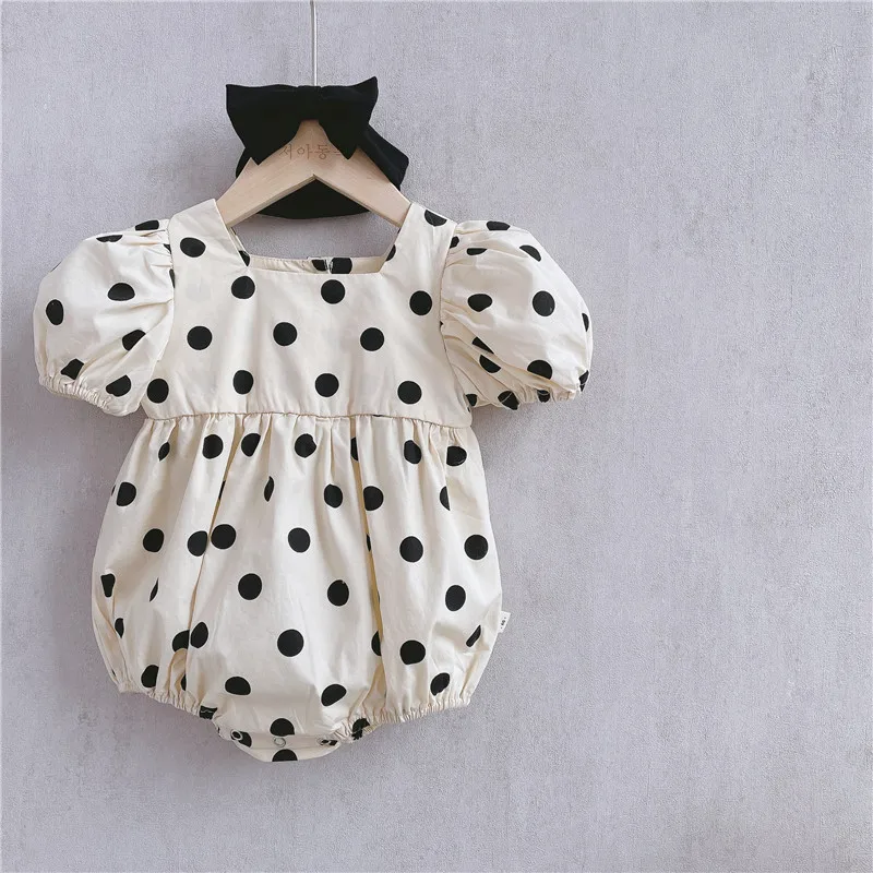 

5071C Sister Clothes Girl Polka-dot Dresses Or Climbing Clothes 2023 Summer Hot Princess Dress Short Sleeve One Piece Clothes