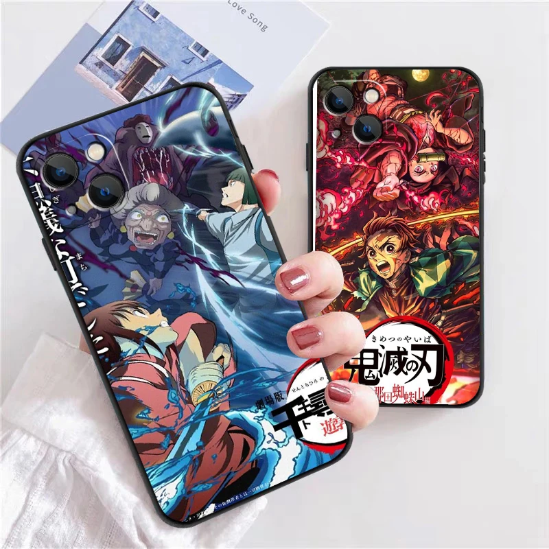 

Demon Slayer Phone Case For iPhone 12 11 13 11Pro 6 7 8 12mini XR XS 12Pro MAX SE 2020 13 Pro Color shell Cartoon Soft TPU Funda