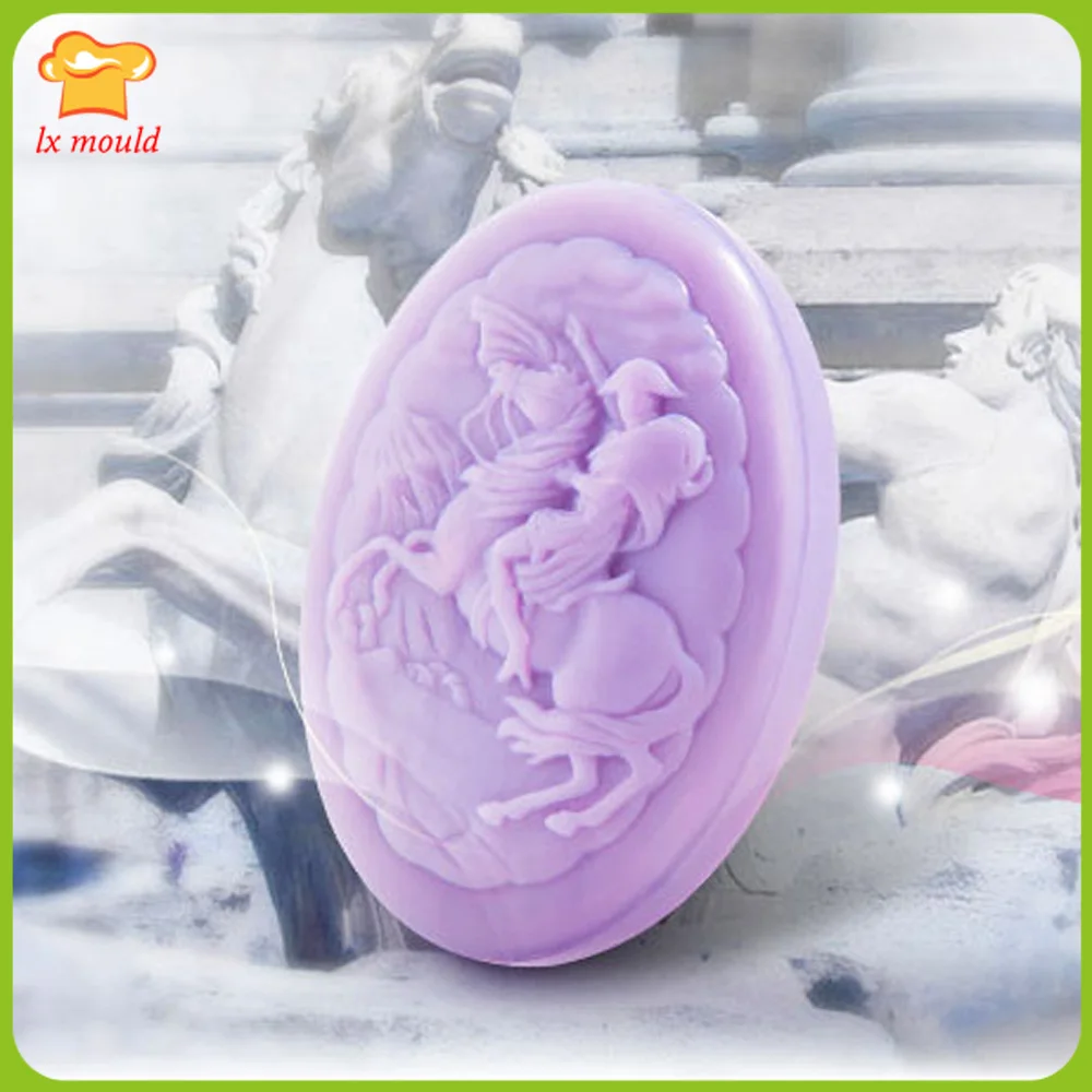 

Knight Silicone Mould Embossed Horse Oval Soap Mold Men's Silicone Molds