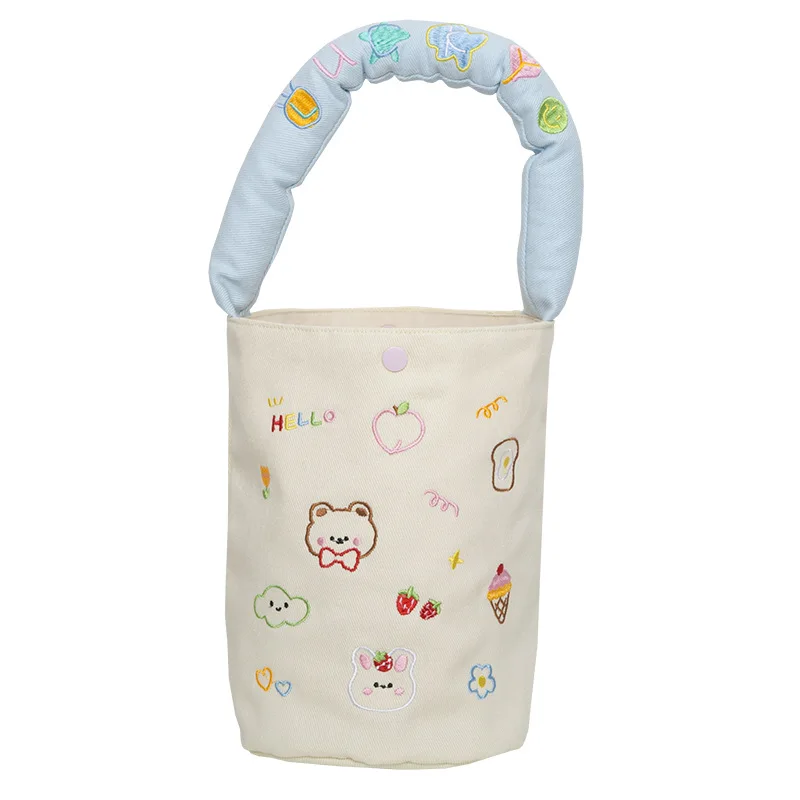 Женский плечо с мультяшным медведем на ланч-боксов сумки вышивкой школьная