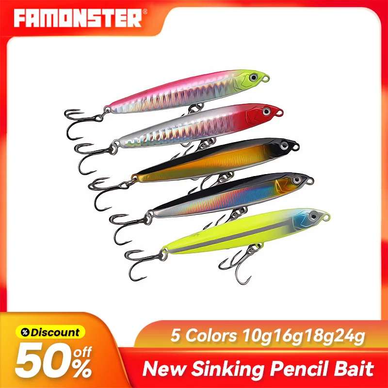 Famonster 10g14g16g18g24g Рыболовная приманка Погружной карандаш с длинным броском легкая