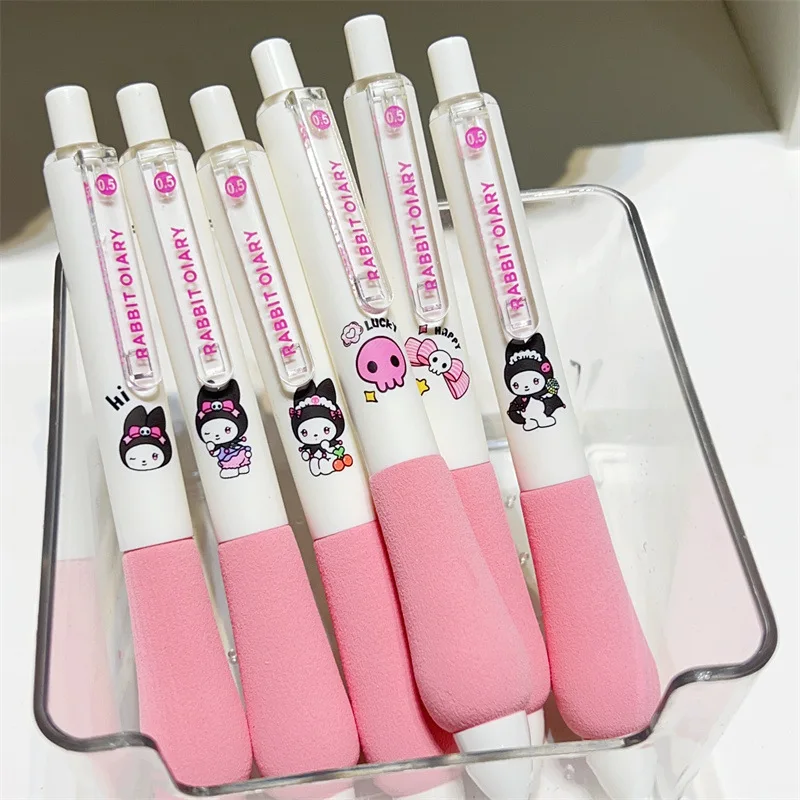 

Cute Sanrio Kuromi Pink Dark System Cloud Pen Tip Carbon Pen Black Press Pen Super Soft Black Pen 0.5MM Girl Stationery Supplies