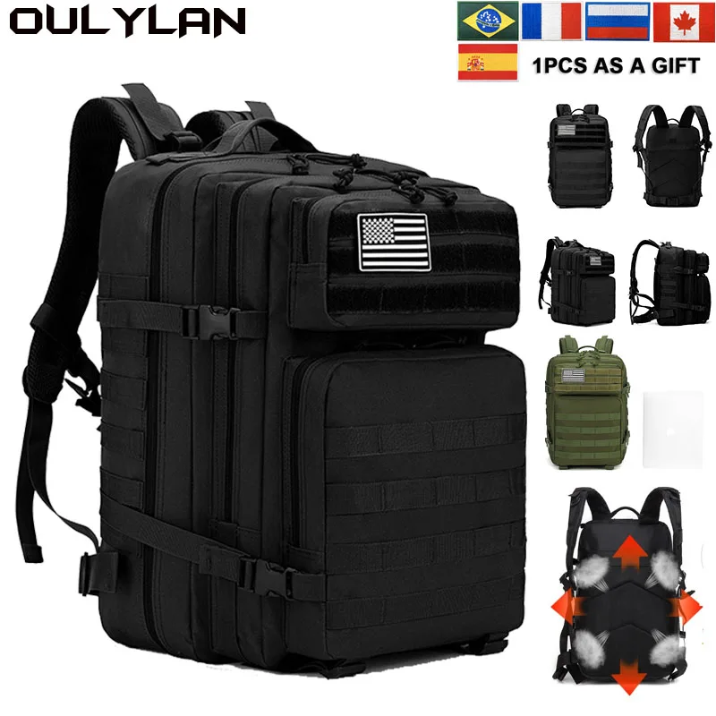 

Военные рюкзаки, вместительные мужские армейские штурмовые сумки 45 л 3 дня, облегченная модульная система переноски снаряжения, рюкзаки для активного отдыха, Походов, Кемпинга