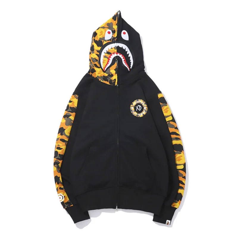 

Spring and Autumn Foreign Trade Men's Fashion Brand Joint Shark Stitching 3D Printing Men's Thin Hooded Sweater Casual Clothing