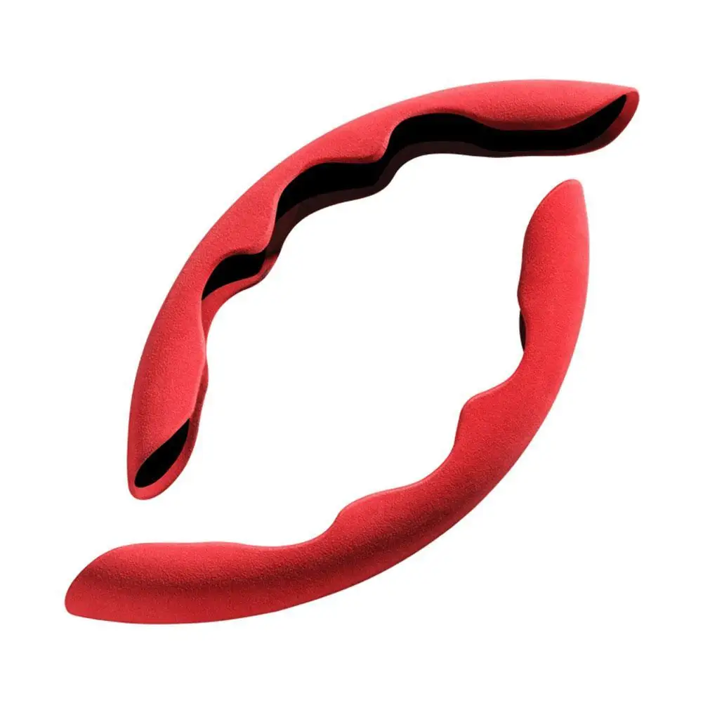 

2PCS Universal Car Suede Steering Wheel Cover Handle Anti-Slip Protection Cover for Benz Jeep Etc