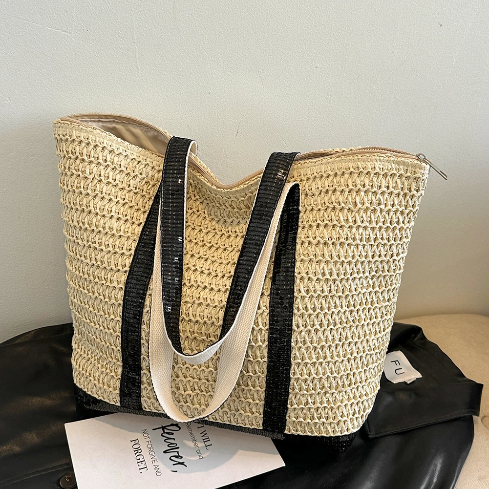 Женская Сумка Через Плечо В Стиле Бохо Соломенная С Блестками Повседневная