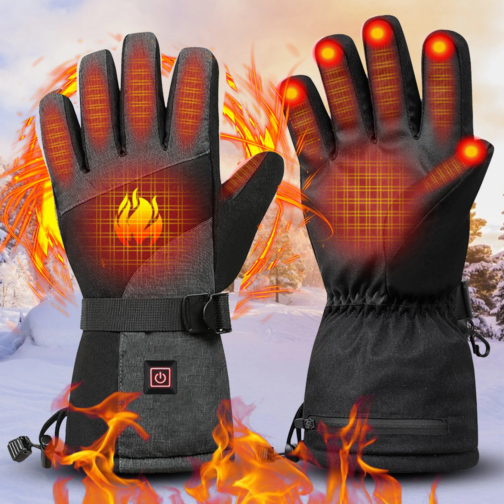 

Перчатки унисекс Зимние с подогревом, термостойкие двойные водонепроницаемые Нескользящие, для велоспорта, скалолазания, походов, 3 скорости