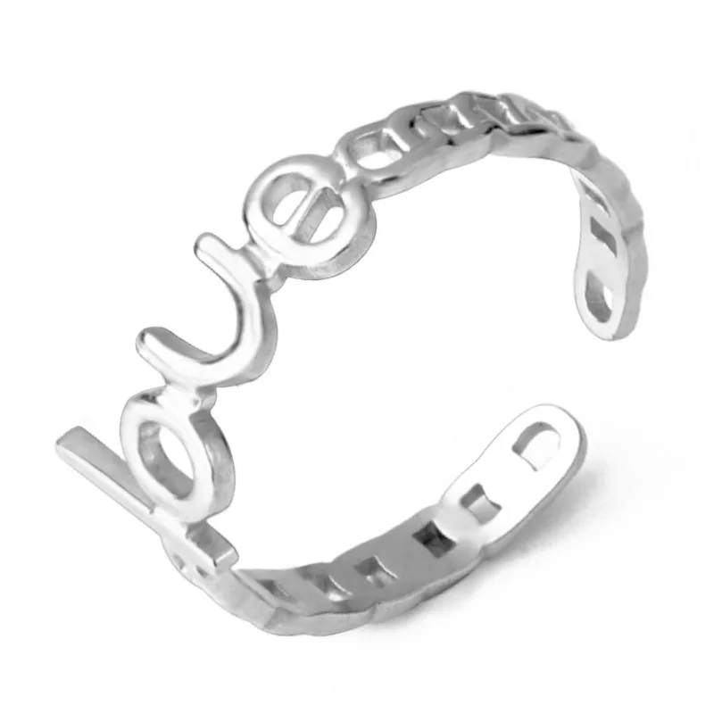 

Кольцо из нержавеющей стали для девочек-подростков, простой геометрический цветок, лист, любовь, открытые манжеты, кольца для возлюбленной, не выцветает, оптовая продажа, 10 шт.