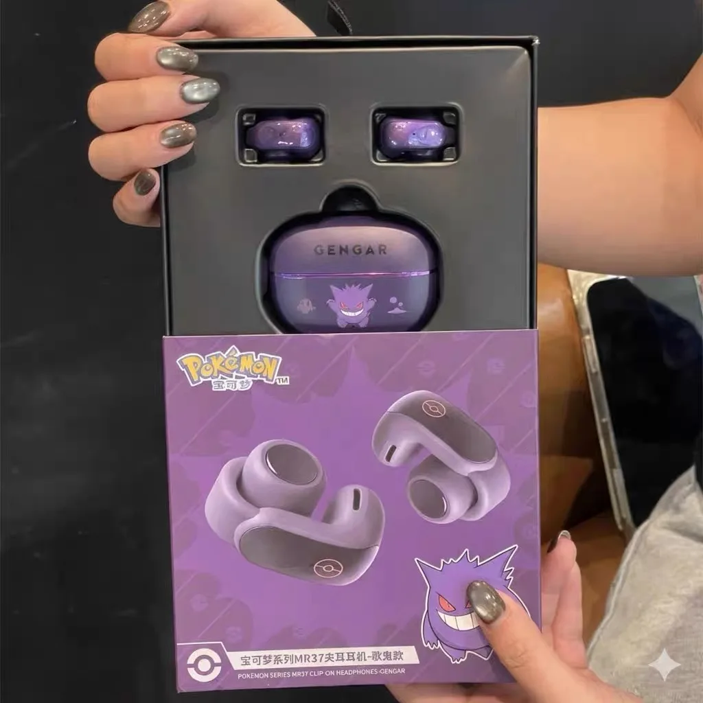 Фото Оригинальные беспроводные Bluetooth-наушники Pokemon Alolan Vulpix с креплением на ухо, стерео, для игр и спорта, новинка 2026 года, модные подарки №2