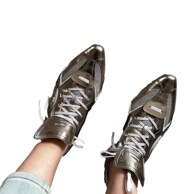 Женские кроссовки на плоской подошве с острым носком спортивные сетчатые туфли