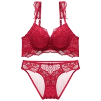 sexy bra and panties set for women wireless thick padded cup friendly to small chest ruffles shoulder straps sexy lingerie