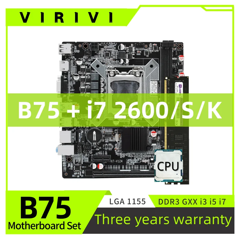 

Комплект материнской платы VIRIVI B75 DDR3 с процессором i7 2600s LGA1155 * 1 совместимая память DDR3 для настольного компьютера