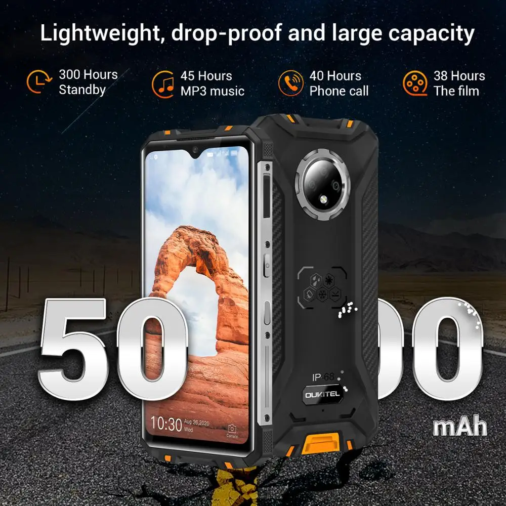 OUKITEL WP8 Pro 4GB 64GB 5000mAh NFC IP68 Rugged Sports Mobile Phone 6.49'' Fingerprint Android 10 16MP Triple Camera Octa Core
