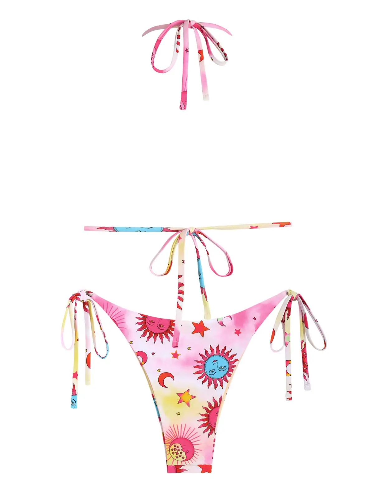 ZAFUL Купальник бикини с лямкой на шее и звездами Солнца Луны