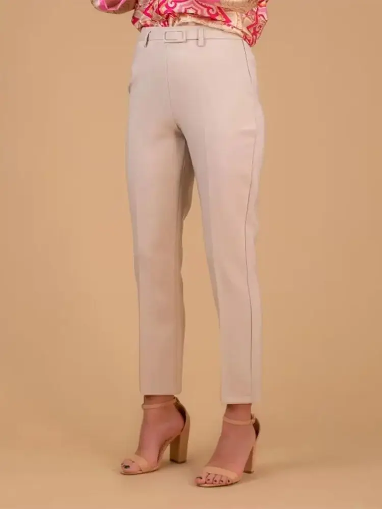 

Summer Women's White High Waist Belt Decorative Design Straight Suit Trousers Elegant and Chic Commuter Style