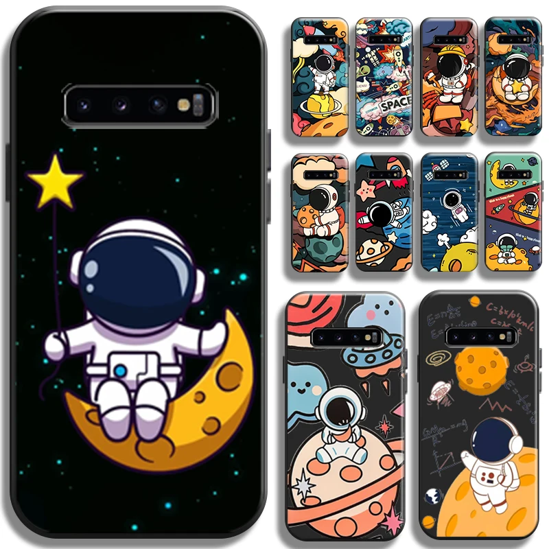 

Cartoon Astronaut Space Phone Case For Samsung Galaxy S10 5G S10E S10 Lite S10 S9 S8 Plus TPU Liquid Silicon Shockproof Cover