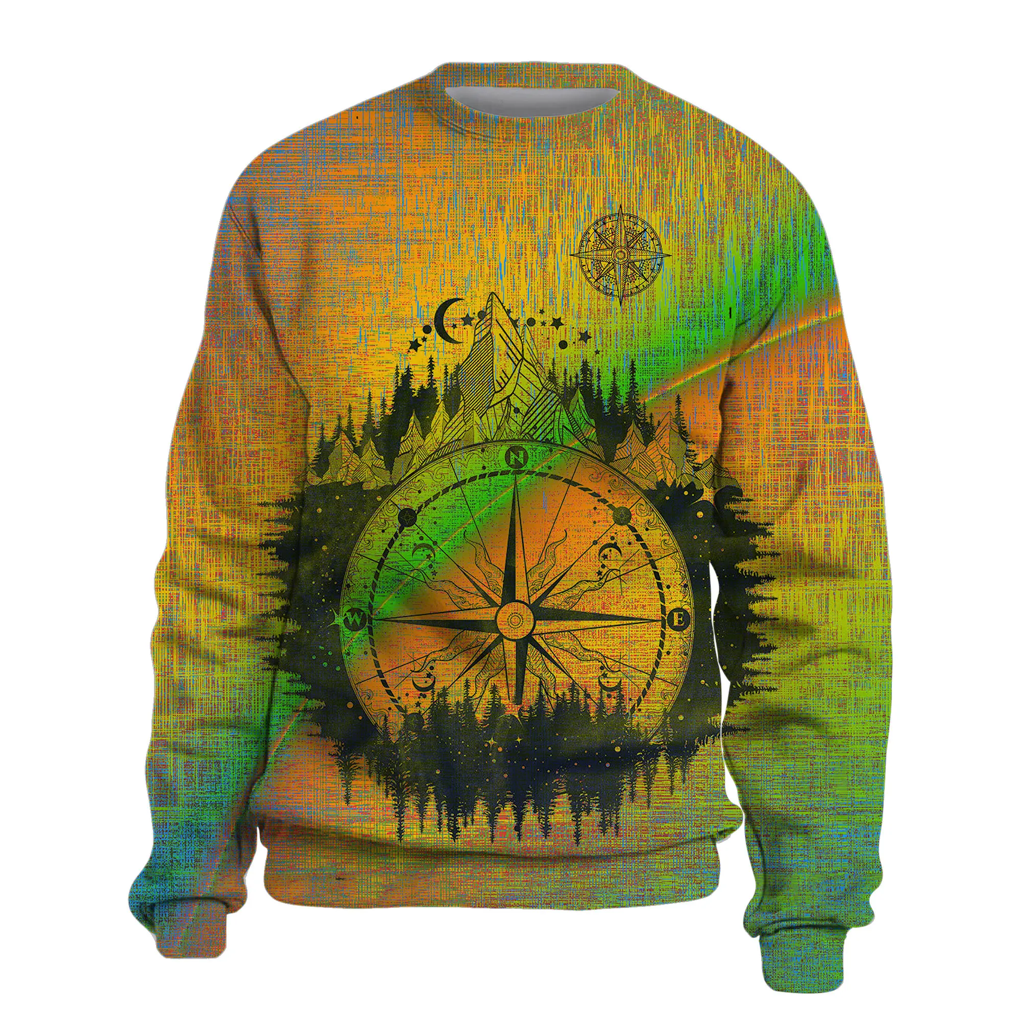 

Autumn Winter Compass Unisex Graphic Mens Sweatshirts Long Sleeve Compass Shirt Wandering Hoodies Design Fleece Cotton Coat