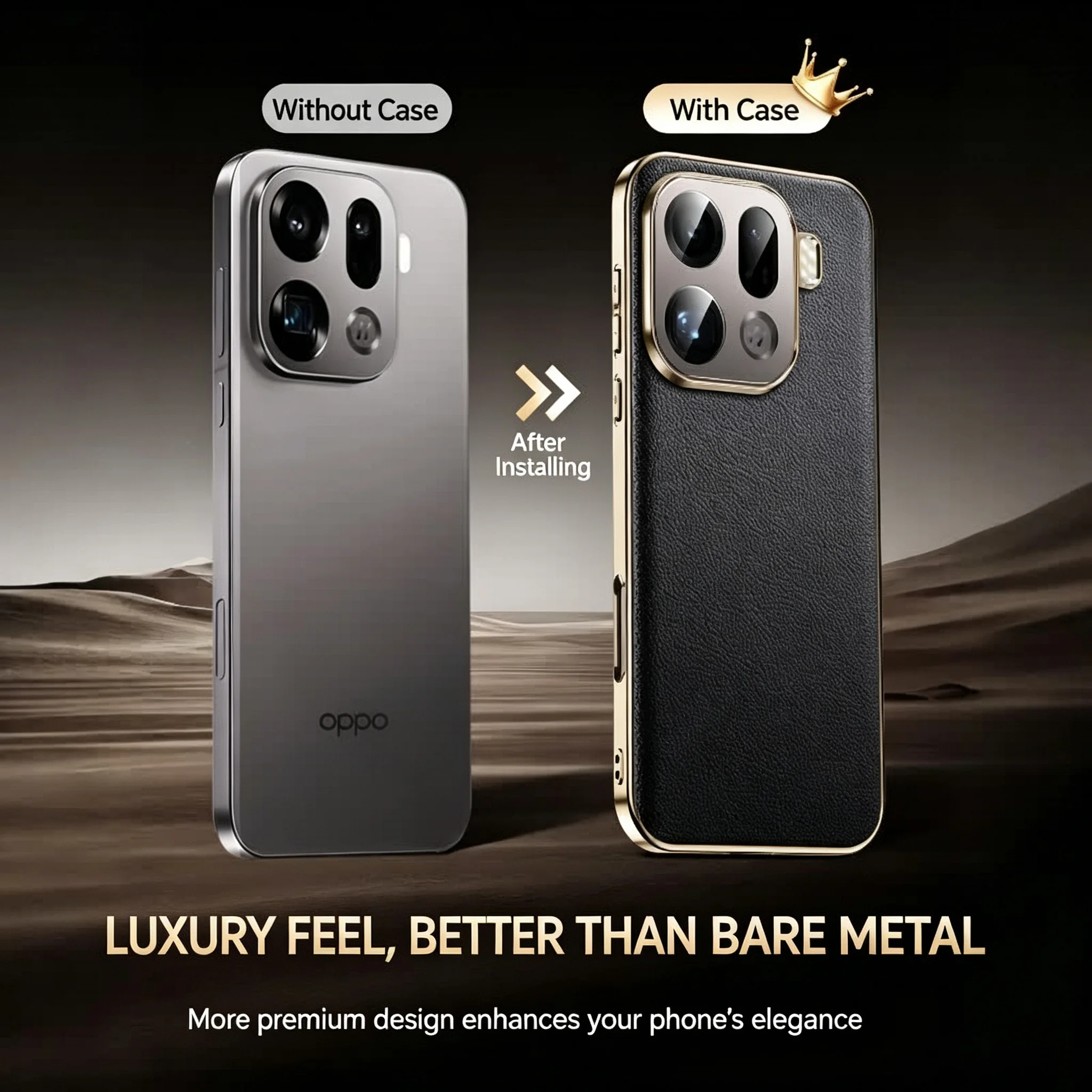 Фото Роскошный кожаный чехол HANNUO для OPPO Find X9 Pro X9Pro, задняя крышка с текстурой личи, гальванизированная рамка, защитный чехол для OPPO №2