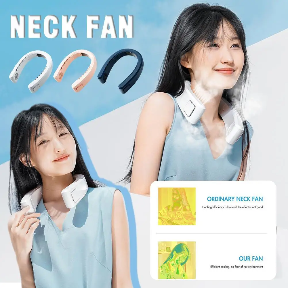 

Portable Neck Hanging Fan Cooling Bladeless Fan USB Rechargeable 4000mAh Neckband Air Conditioner Lightweight Fans Cooler