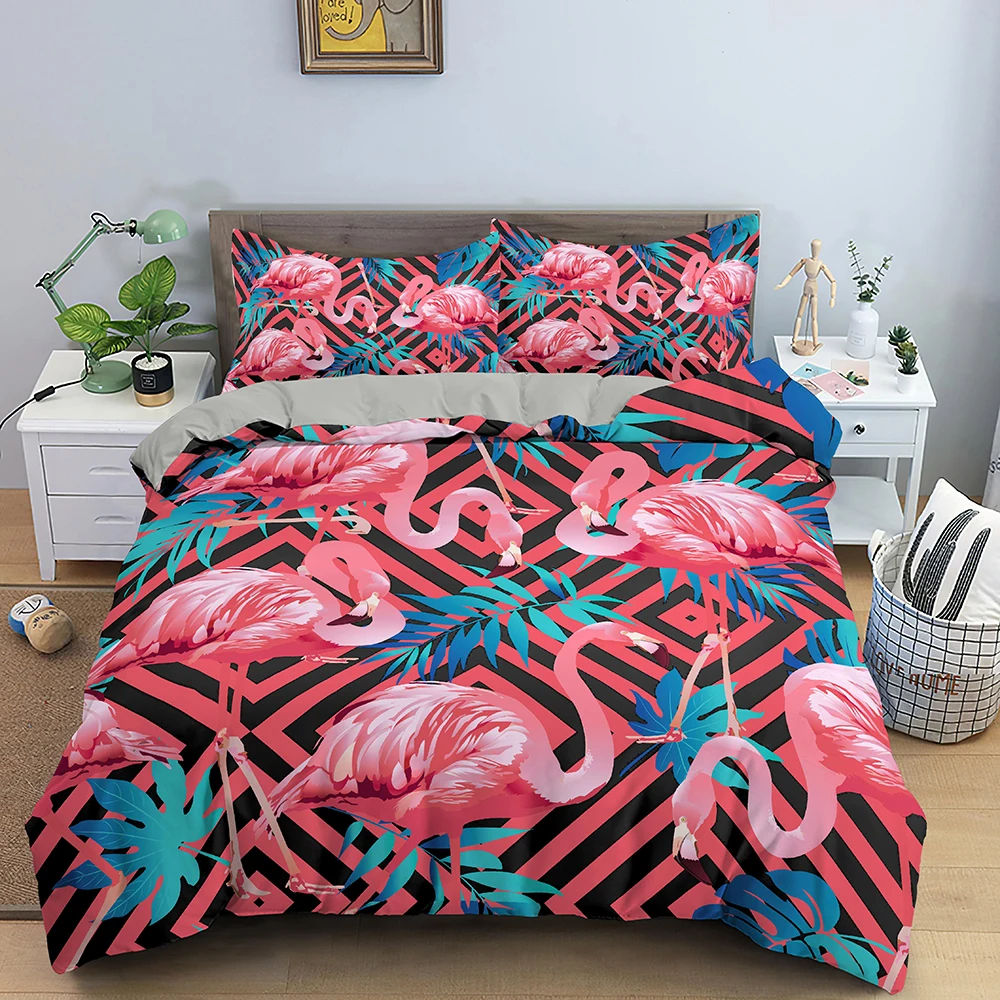 

Flamingo Bedding Set For Bedroom Duvet Cover Animals Comforter Covers Single Twin King Size Quilt Cover With Pillowcase