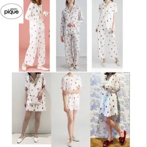 Gelato Pique Pajama SET Strawberry Pajamas Room Wear Women's Nightwear Nightdress Sleepwear  Cotton Modal