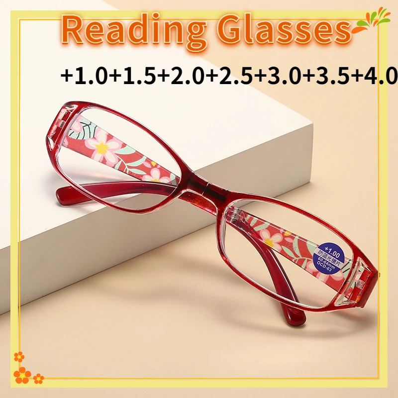 

Портативные очки для женщин среднего и пожилого возраста с принтом складные очки для чтения с защитой от синего света женские цветные очки ...