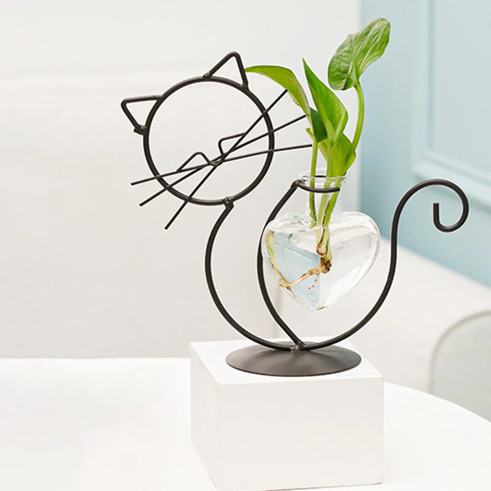

Cute Plant Vases Cat Terrarium Transparent Modern Gifts Art Vase