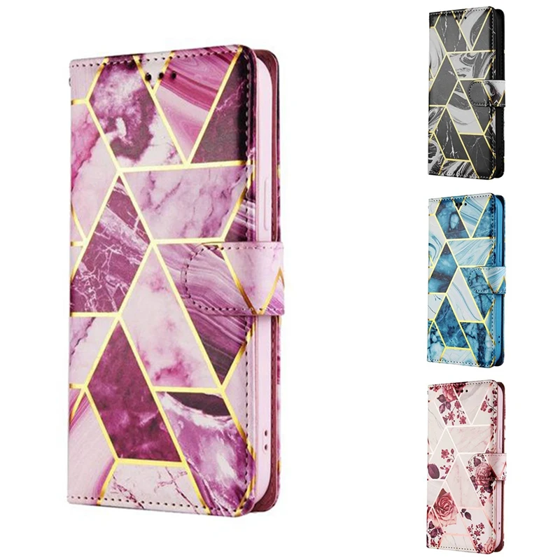 

Phone Case For Iphone 12 Pro Leather Flip Wallet Marbling Card Slot Cover Magnetic Phone Bag