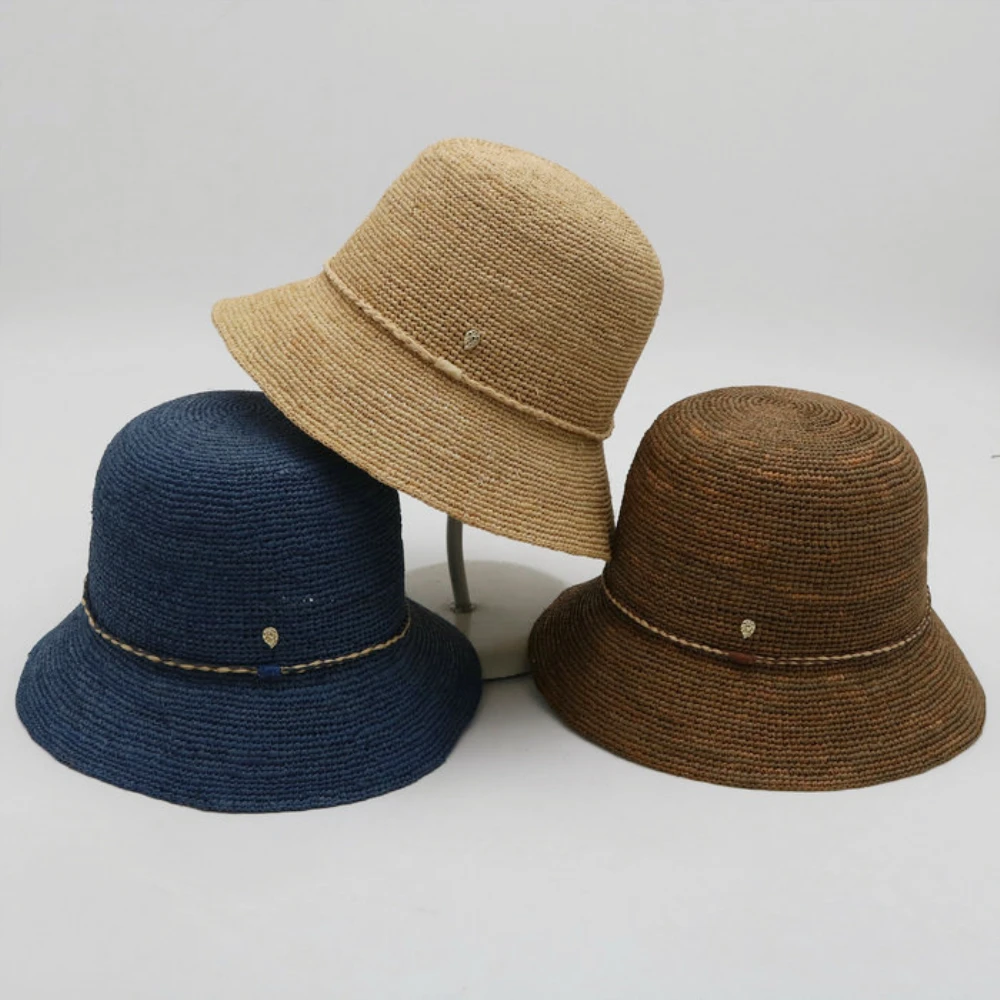 

Lafite Straw Hat Ladies Panama Foldable Spring Summer Travel Beach Hat Sun Shade Bucket Hat High-quality Designer Casual Hats