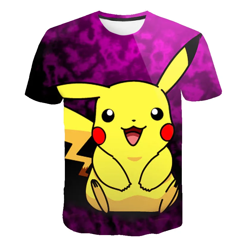 Pokemon Series Printed T-shirt Boys and Girls 3D Summer Casual Short Sleeve Children's Role Playing 4-14 Years Old |