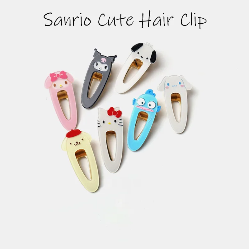 

Kawaii Sanrioed Accessories Kitty Kuromi My Melody Cinnamoroll Anime Acrylic Hair Clips Cute Sweet BB Clip Gifts For Girl