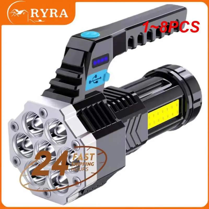 

Фонарики высокой мощности, фонарики с Cob матрицей, легкий внешний фонарь из АБС-пластика, перезаряжаемый фонарик с 7 светодиодами, 1 ~ 8 шт.