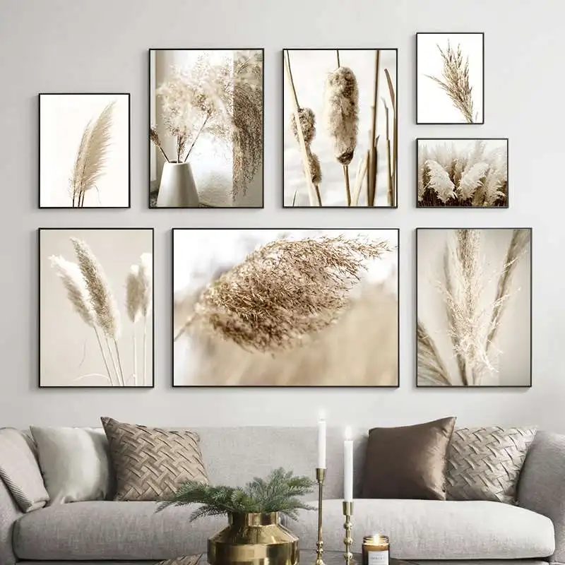 

Nordic Beige Reed Art Canvas Painting Poster Bulrush Wall Art Prints Decorative Pictures For Living Room Modern Home Decor YT101