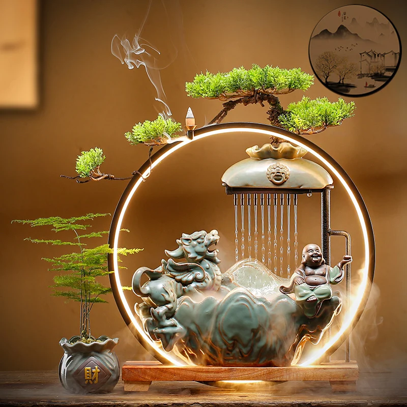 

Decoration Censer Incense Burner Candle Large Lotus Smoke Incense Holder Waterfall Aromatherapy Quemador Cascada Home DecorTY