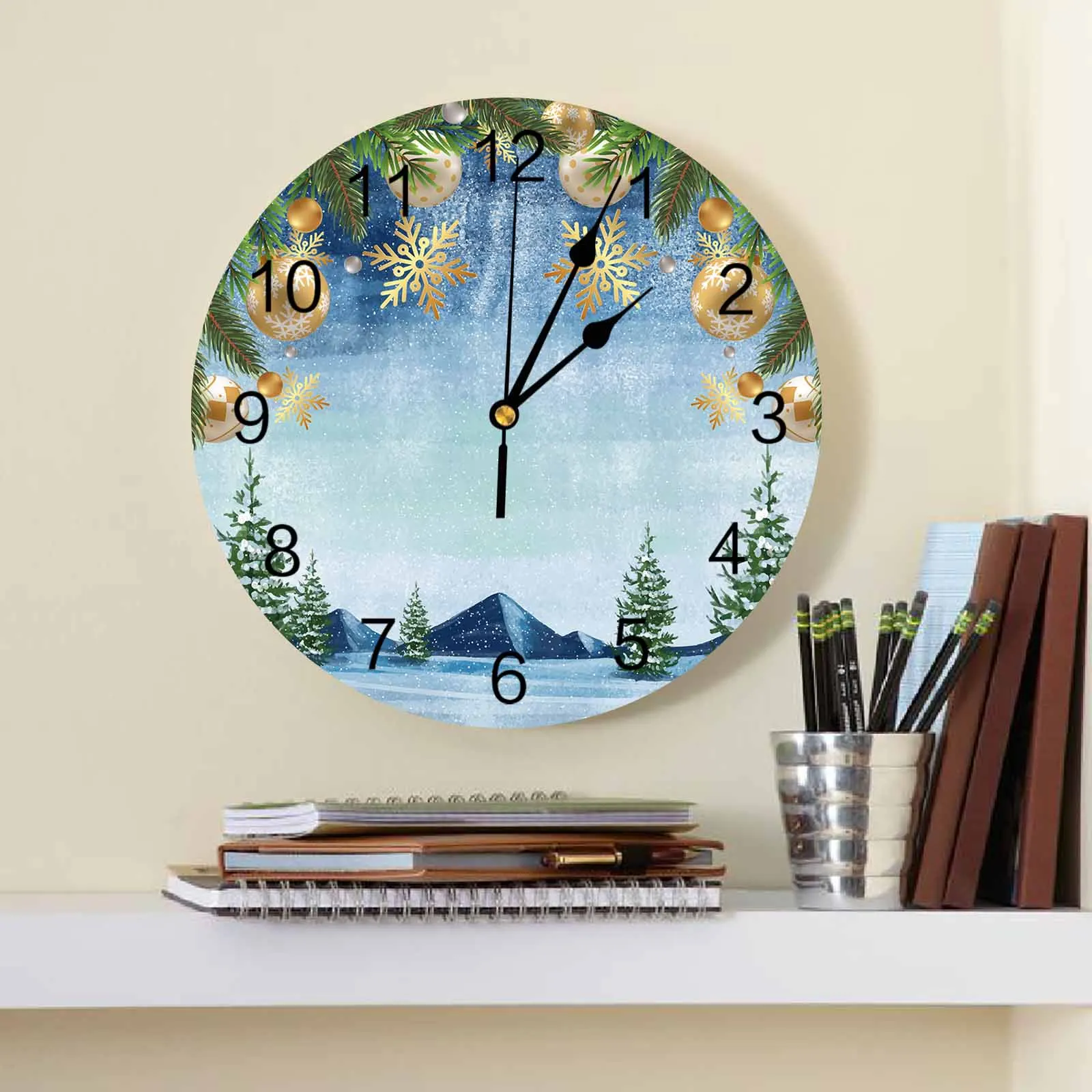 Настенные часы с растениями снежинками лесами большие современные круглые для