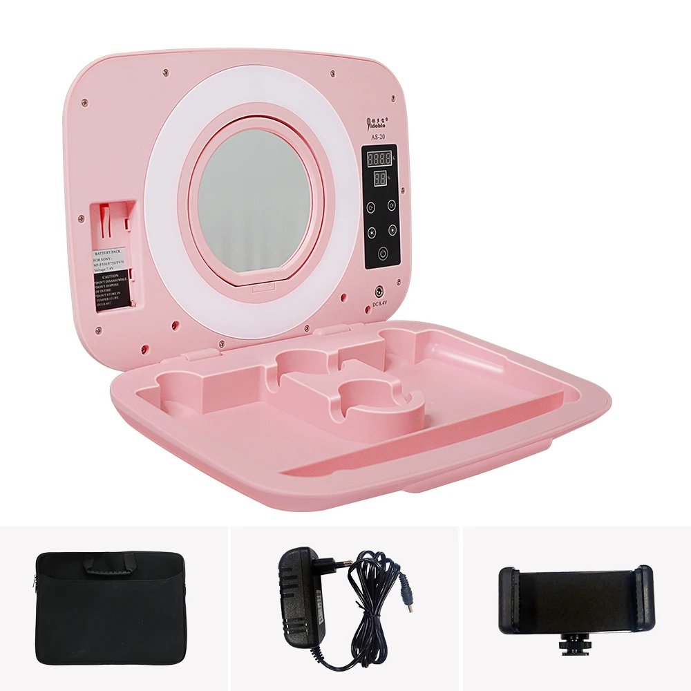 

Yidoblo AS-20 Make-up Box With Handbag Dimmable Ring Lamp 2800-9900K Bio-color Ring Light Box Touch Screen Make Up Lamp