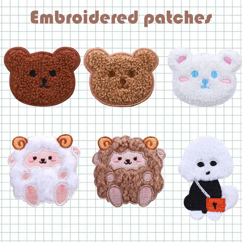 Самоклеящаяся нашивка с головой Мишки и овцы наклейка на детскую одежду