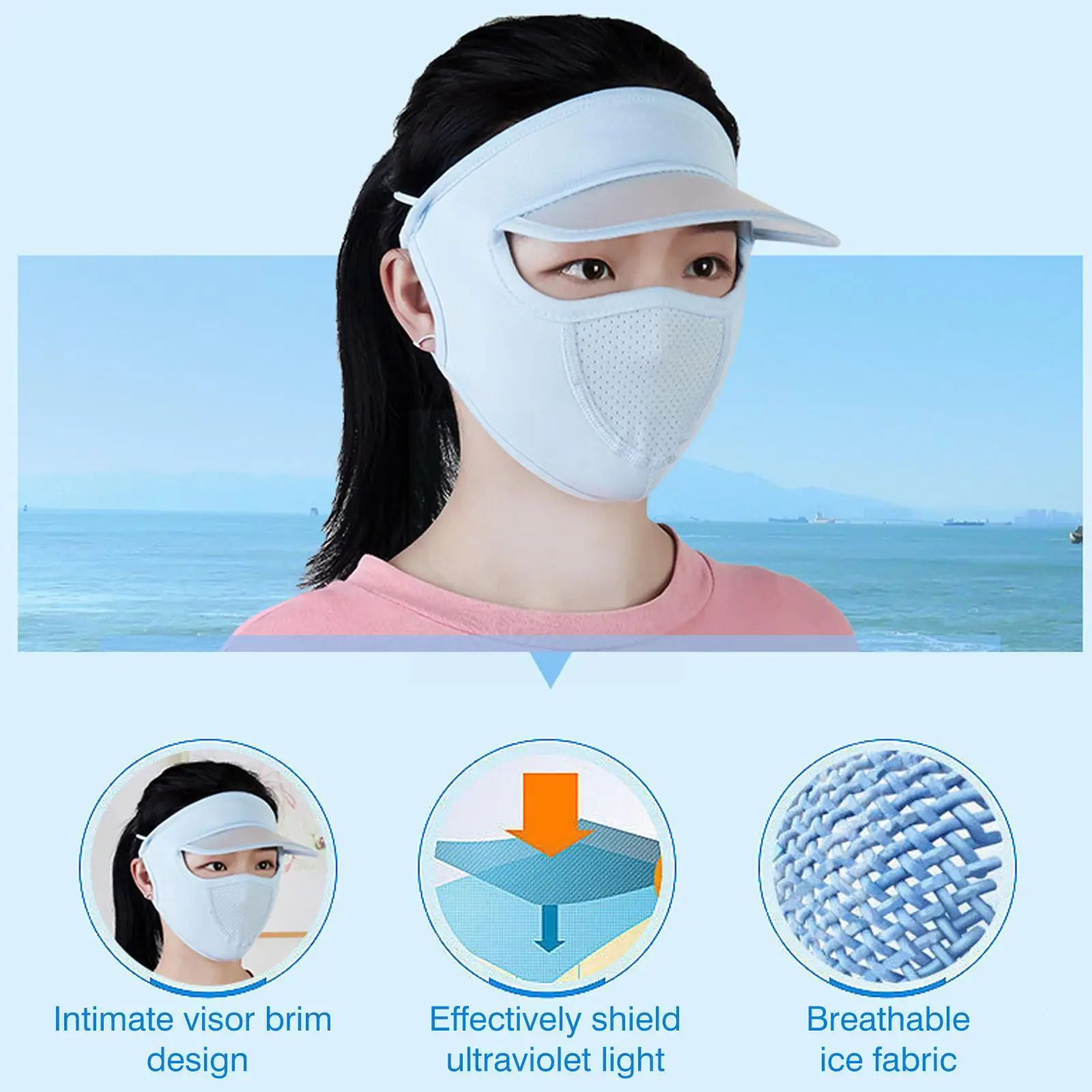 

Thin Breathable Ice Silk Screen Long Neck Women Face Cover Full Summer Beach Hat Outdoor Uv Cycling Beaut X1i5