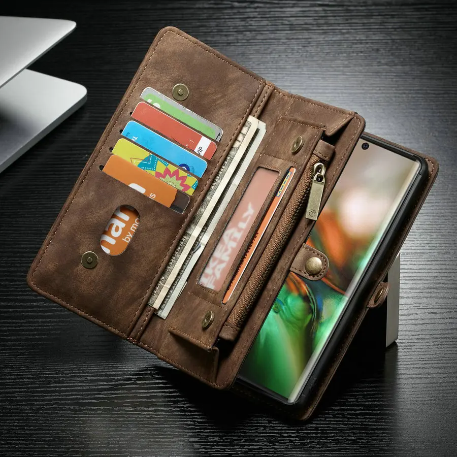 

Чехол CaseMe для Samsung Galaxy Note 20 Ultra 10 Plus, съемный кошелек 2 в 1, кожаный флип-чехол для карт на молнии, Note 20 10 с чехлом
