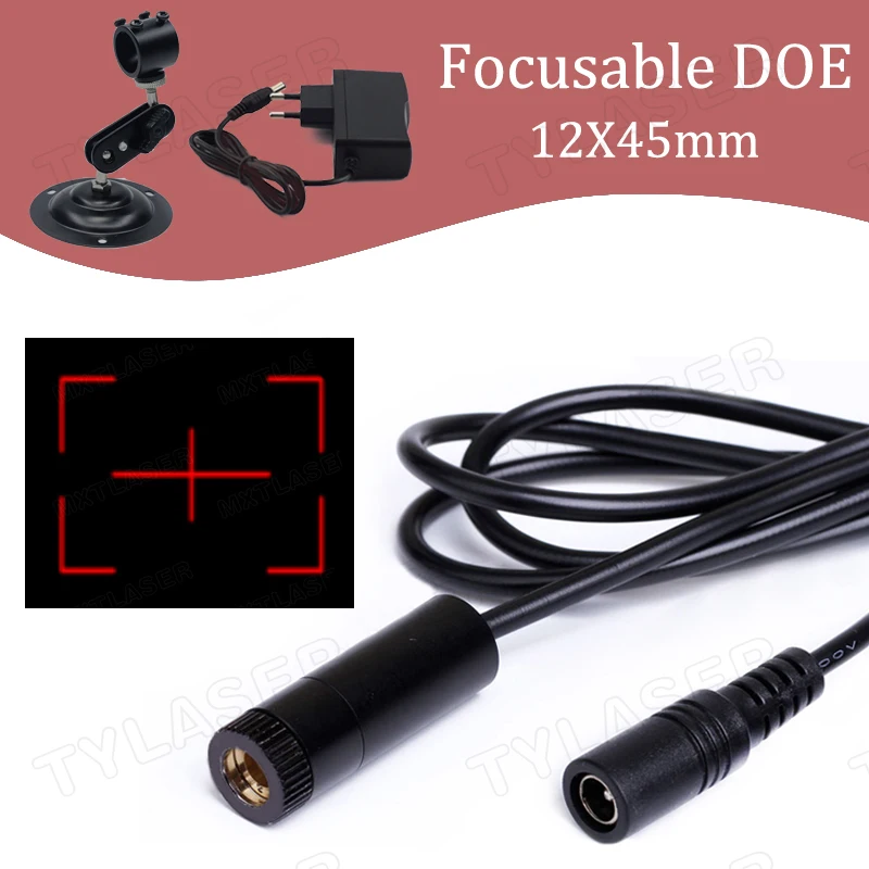 

Красный Фокусируемый видоискатель DOE D12x45mm 650nm лазерный модуль 10mw 30mw 50mw для резки позиционирования бесплатно с кронштейном и адаптером