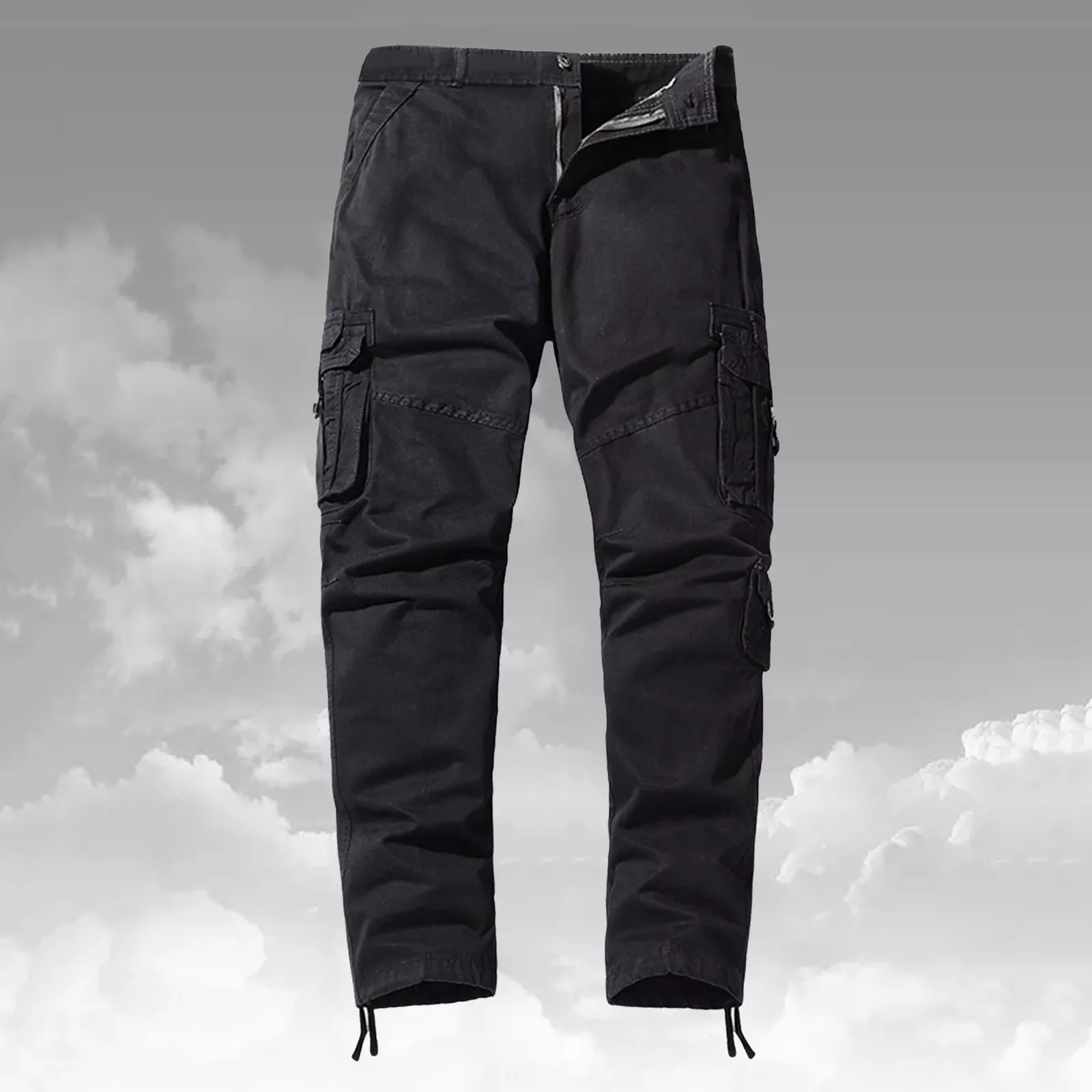 

Уличная одежда, мужские спортивные брюки, прямые однотонные брюки с несколькими карманами для улицы, Модные свободные брюки