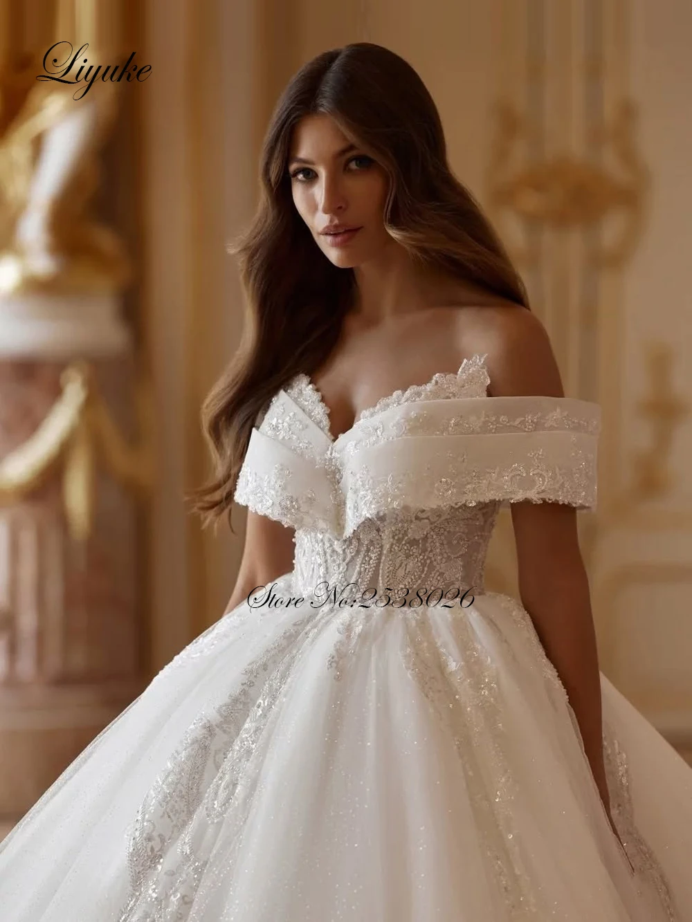 Liyuke Роскошное бальное платье с открытыми плечами и рукавами на заказ свадебное