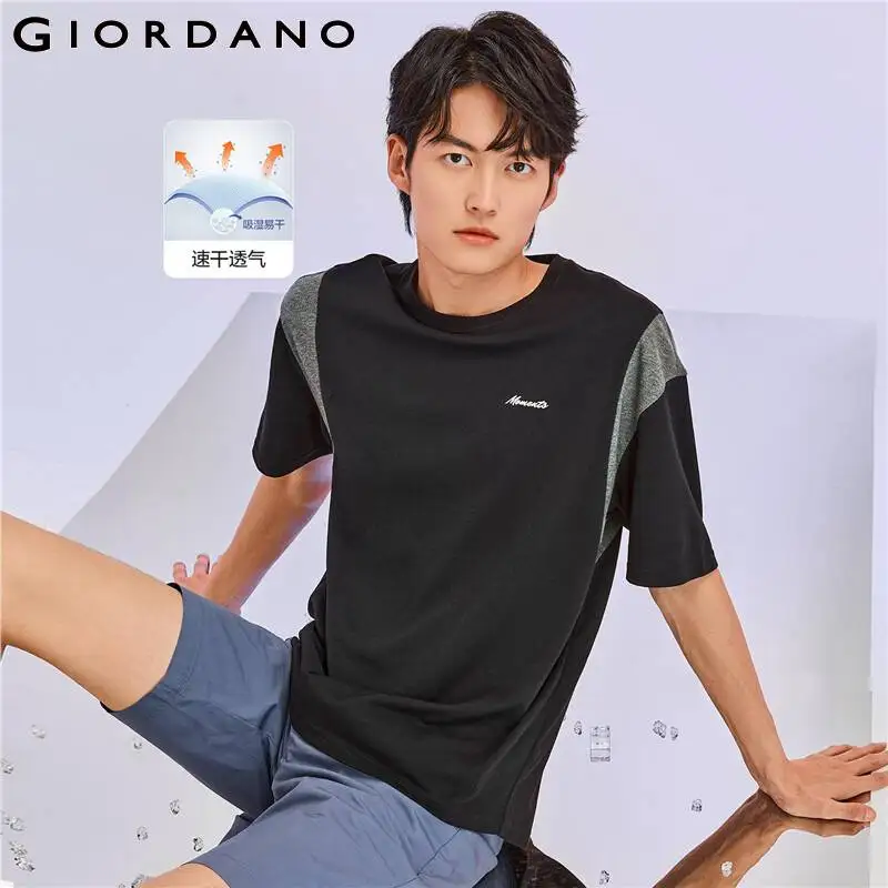 

Giordano Men Tshirts High-tech Quick-dry Collage Short-sleeve Tee Shirts Mesh Linning Crewneck Summer Tshirts 01022384