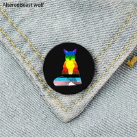 inclusive pride fox printed pin custom funny brooches shirt lapel bag cute badge cartoon enamel pins for lover girl friends