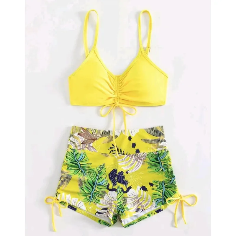 

Yellow Separate Swimsuits Tankini Set Female Swimwear Sports Beach Swim Wear Two-Piece Bathing Suits Pool Women Swimming Suit