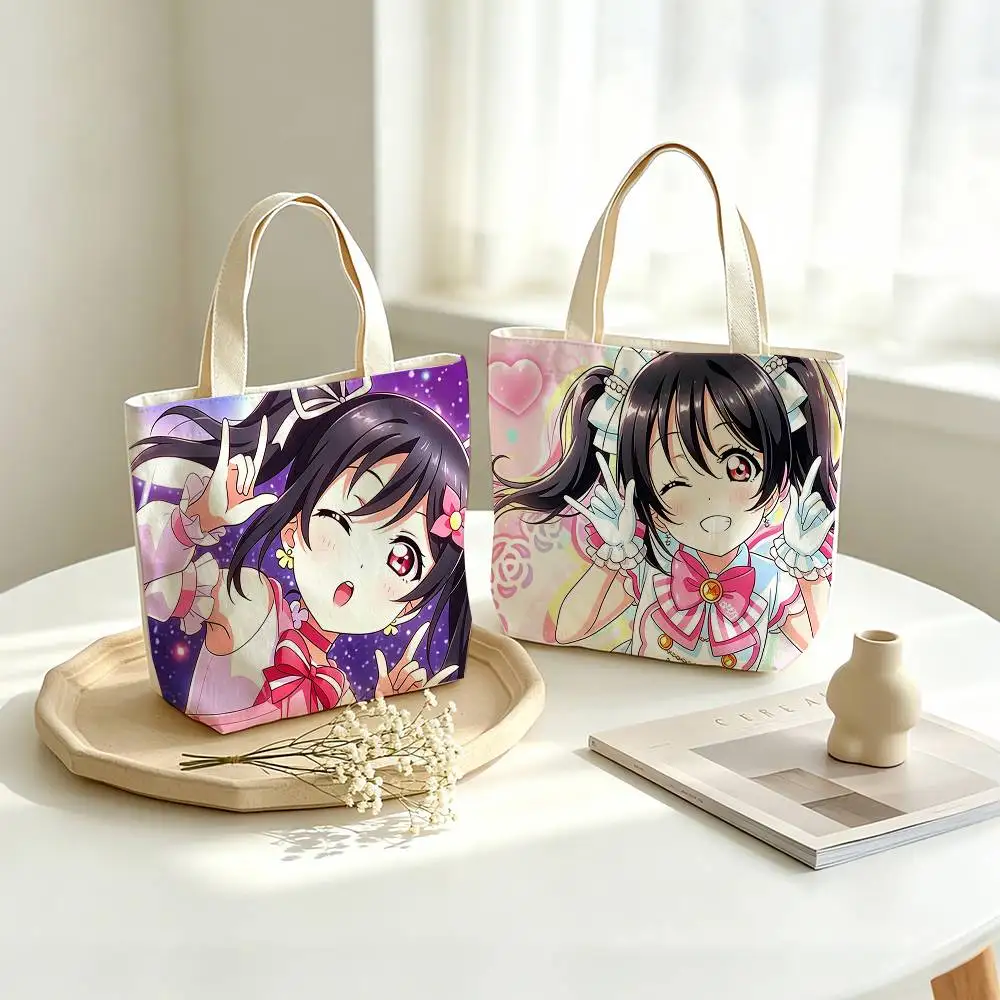 Фото Сумка-шоппер из холщовой ткани с принтом Twin Tail Girl Y-Yazawa Nico Love Live, сумка через плечо, сумка для поездок на работу, сумка для покупок для мам №1