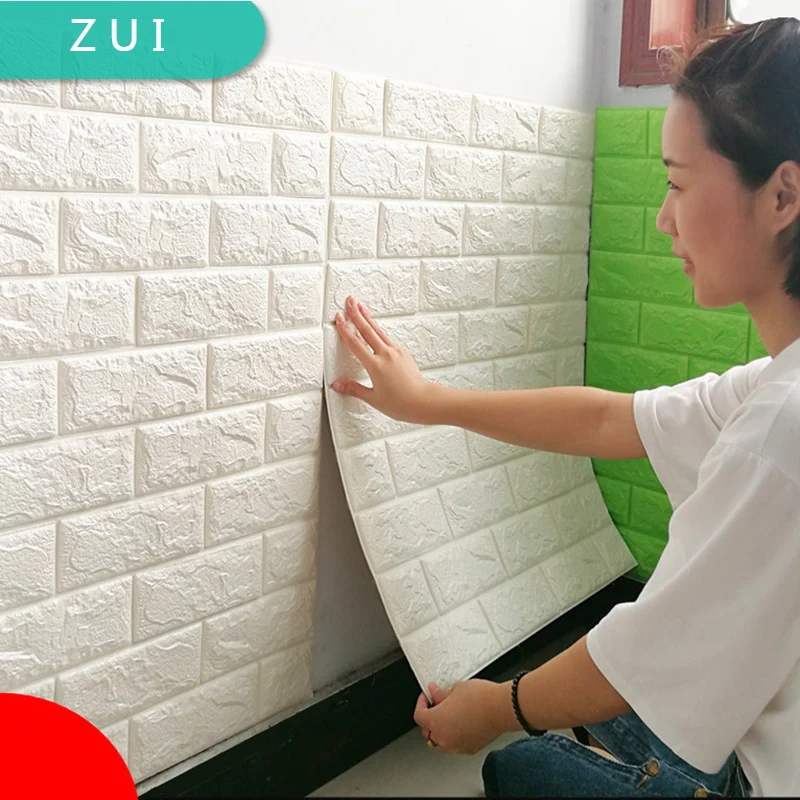 

10M DIY Self Adhensive 3D Brick Wall Stickers Room Decor Foam Waterproof Wall Covering Wallpaper For TV Background Kids Room