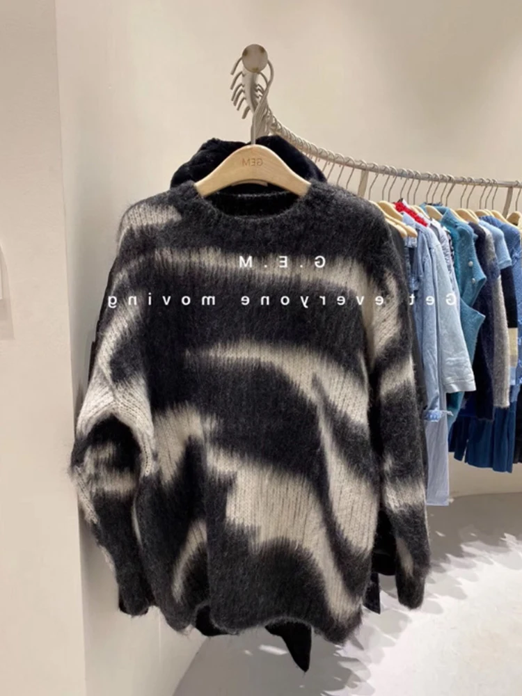 

Женский вязаный пуловер с круглым вырезом, с длинным рукавом