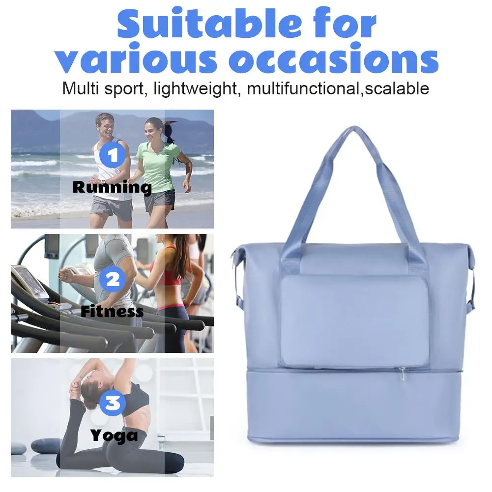 Large Capacity Women Sports Bag Lightweight Foldable Travel Bag For Sports Fitness Yoga Gym Weekend Trip